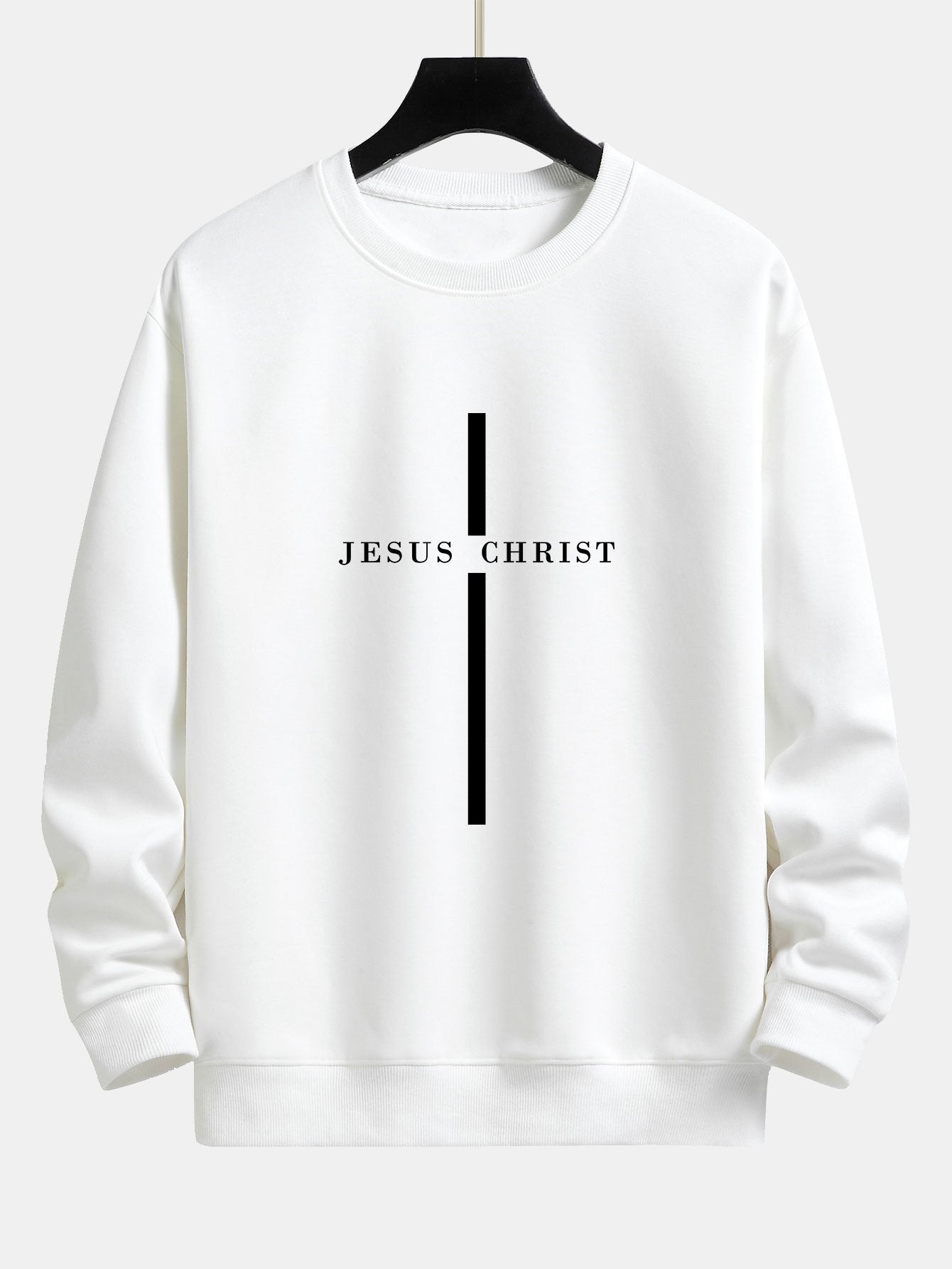 Relaxed Fit Sweatshirt mit Jesus Christus Streifenmuster