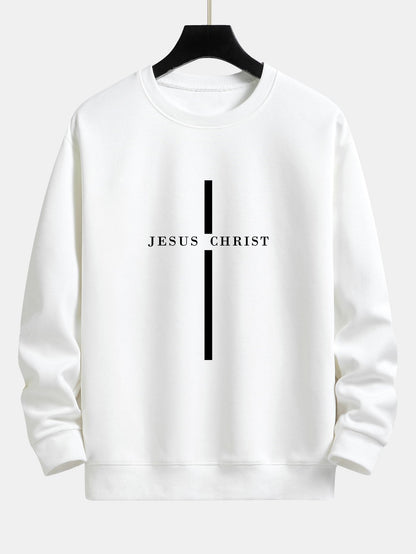 Relaxed Fit Sweatshirt mit Jesus Christus Streifenmuster
