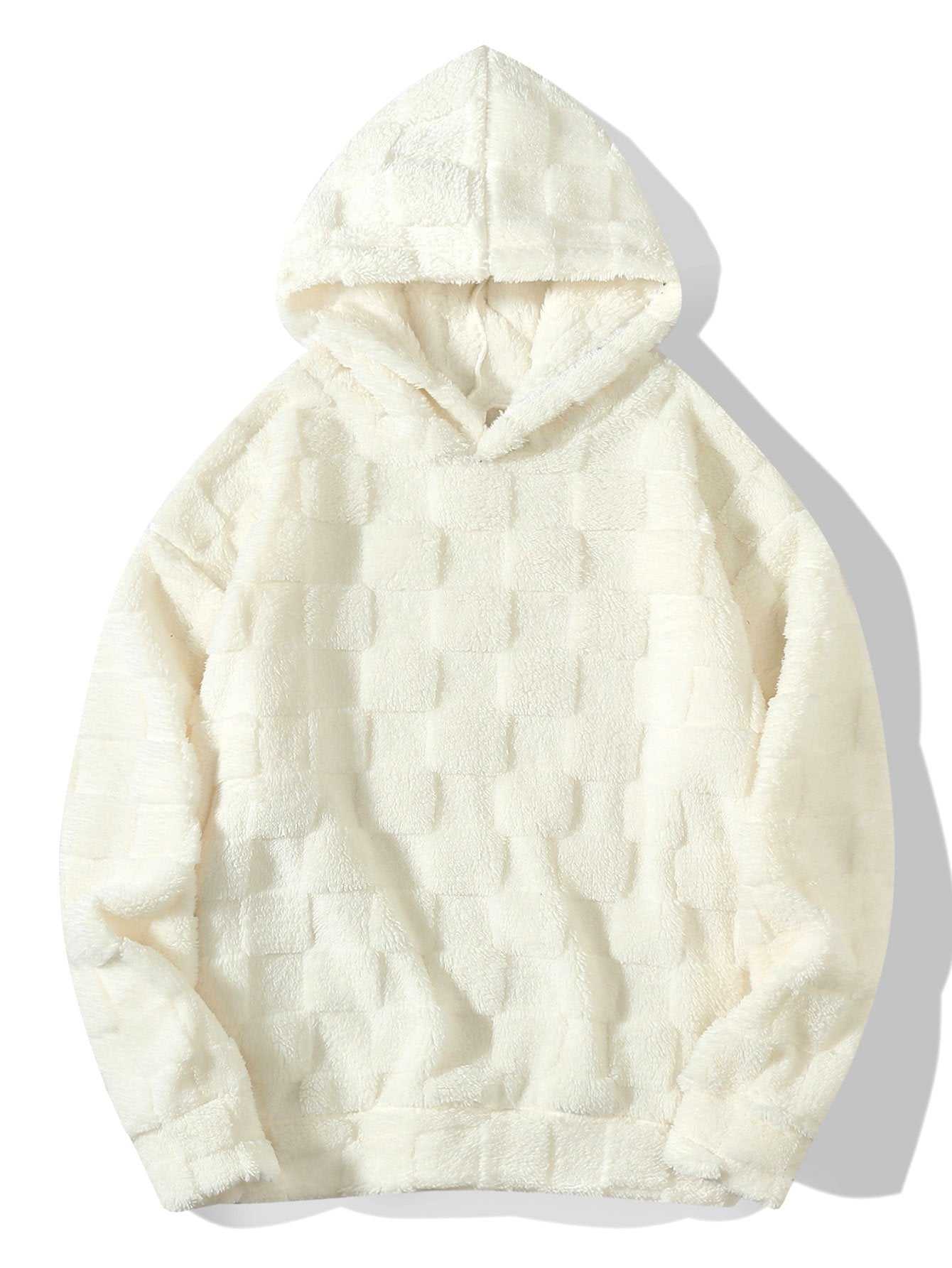 Gemütlicher Schachbrett-Muster Teddy Kapuzenpullover