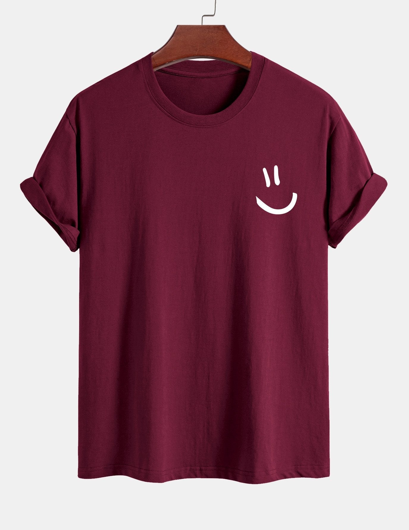 Baumwoll-T-Shirt mit Smiley-Gesicht Druck in regulärer Passform