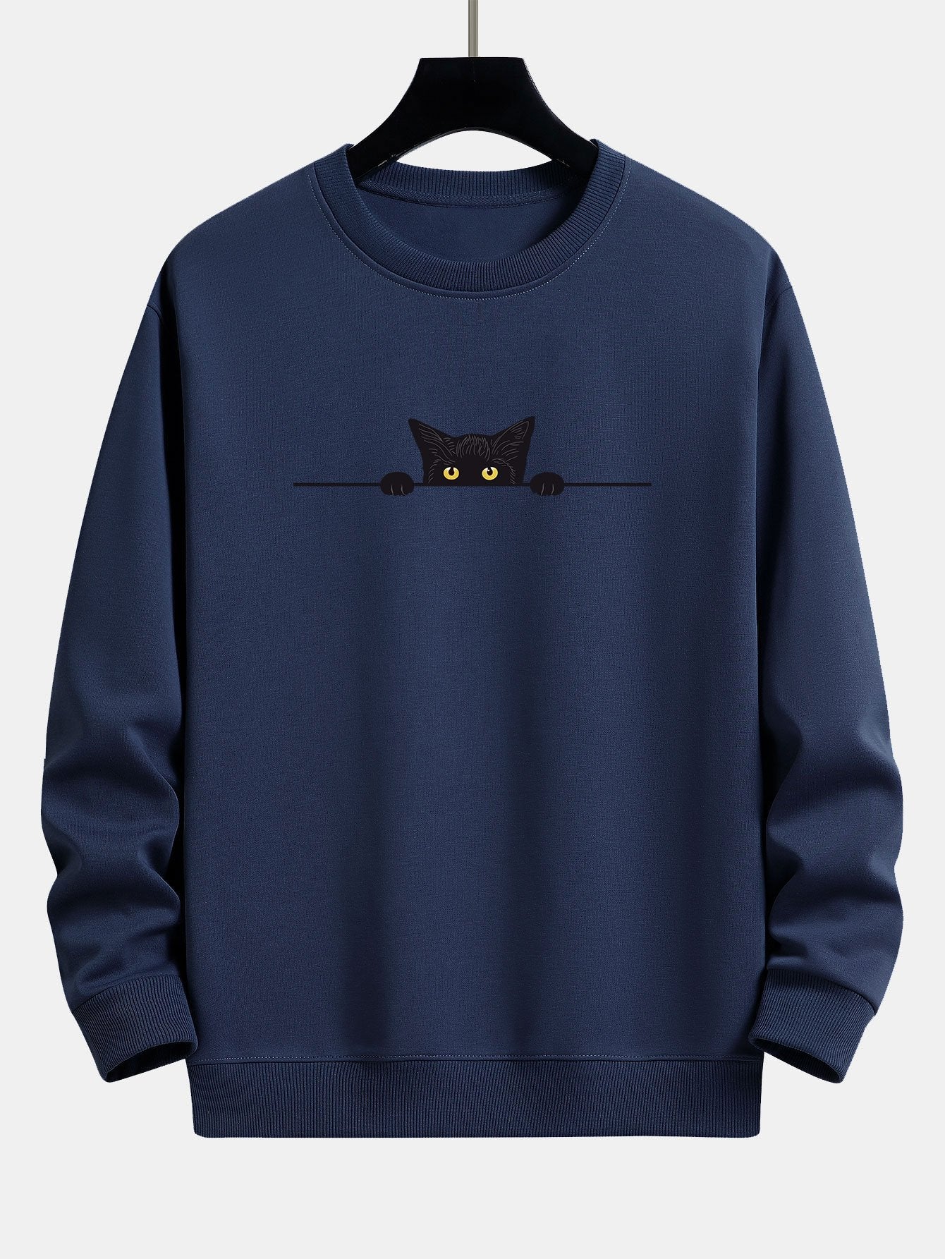 Relaxed Fit Sweatshirt with Black Cat Print