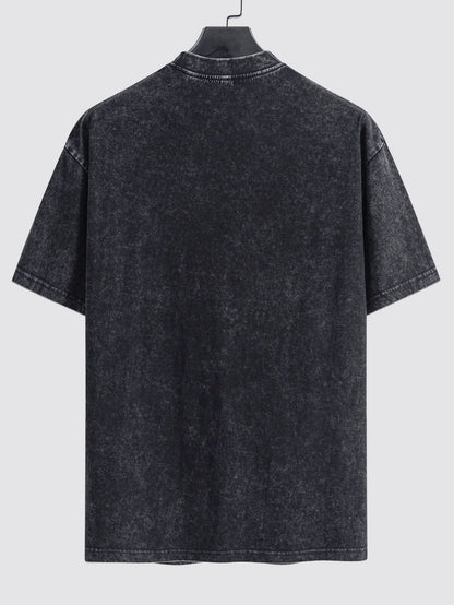 Basic gewaschenes, distressed Oversize T-Shirt mit Drop-Shoulder