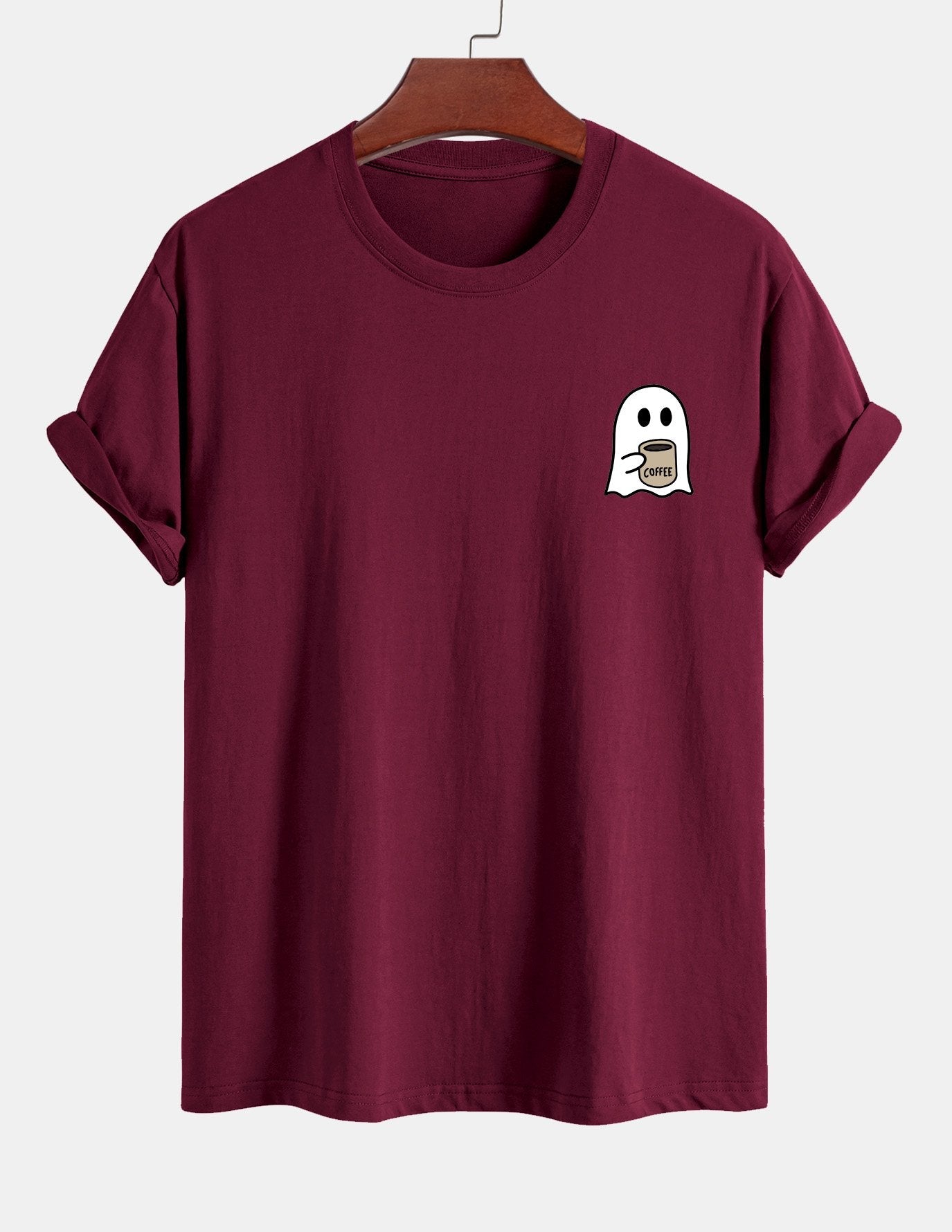 Regular Fit Cotton T-Shirt with Ghost Coffee Print