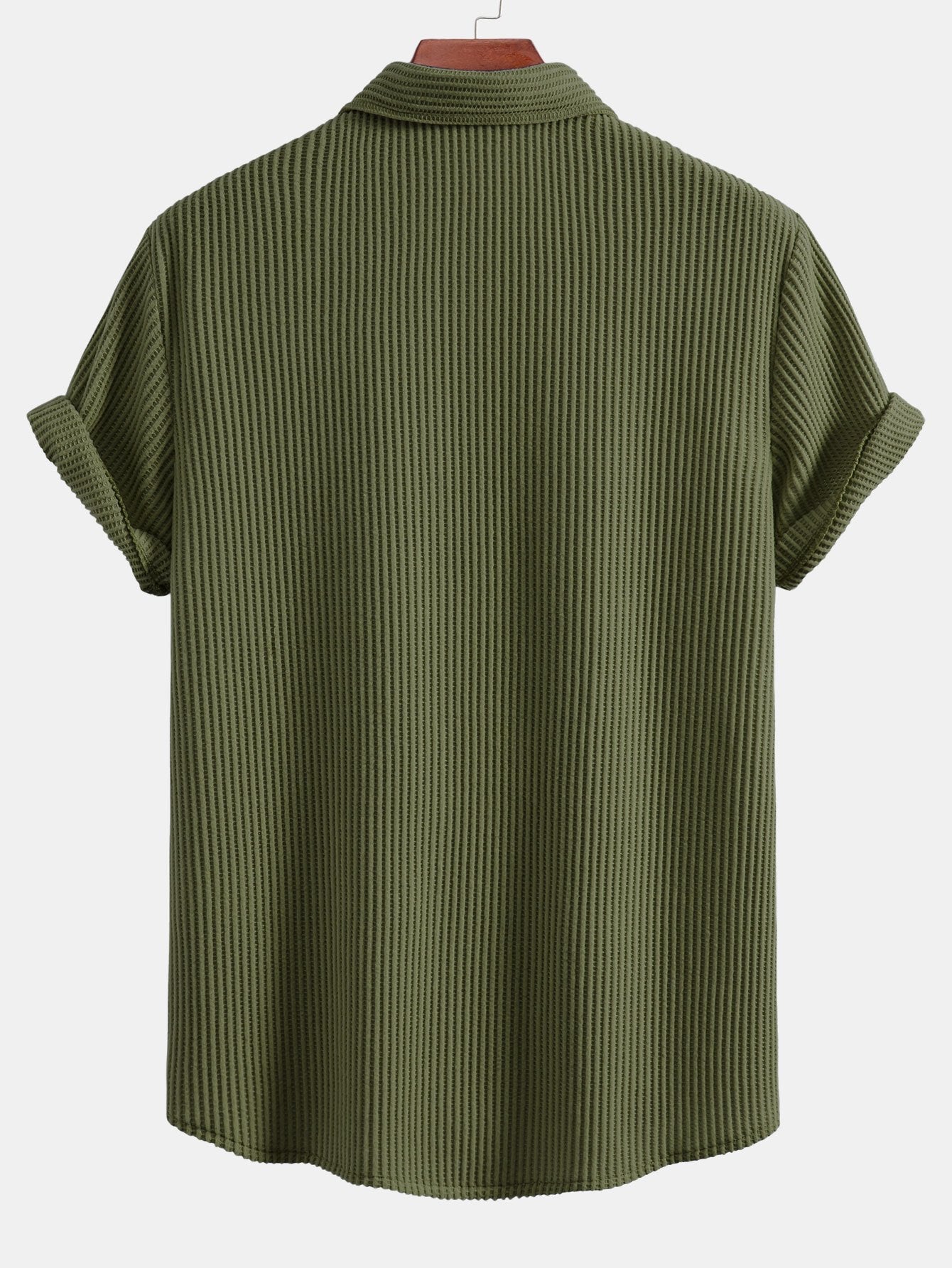 Waffelstruktur Knopf-Oben Hemd