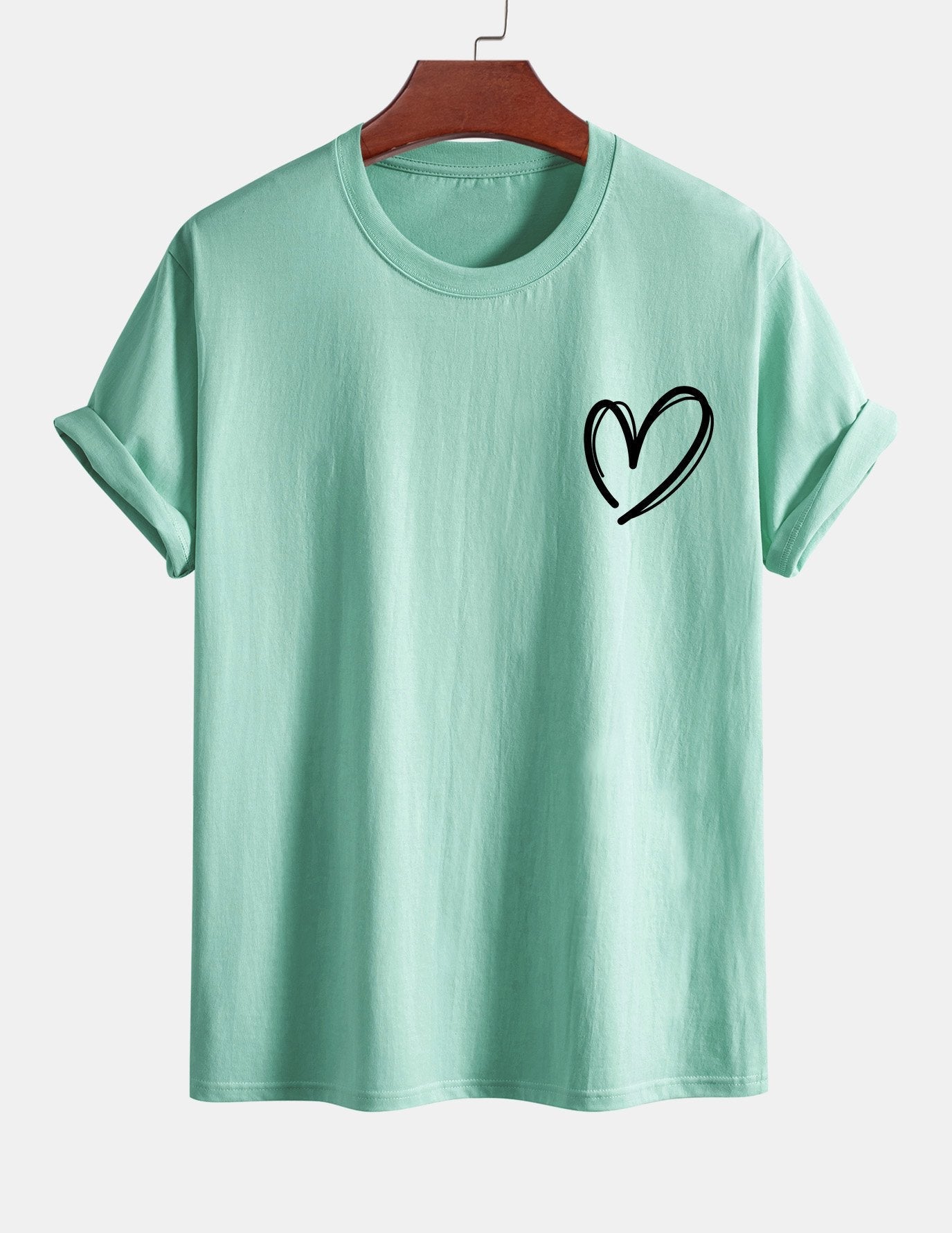 Baumwoll-T-Shirt mit Herzmotiv in regulärer Passform