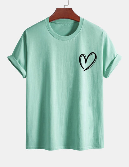 Baumwoll-T-Shirt mit Herzmotiv in regulärer Passform