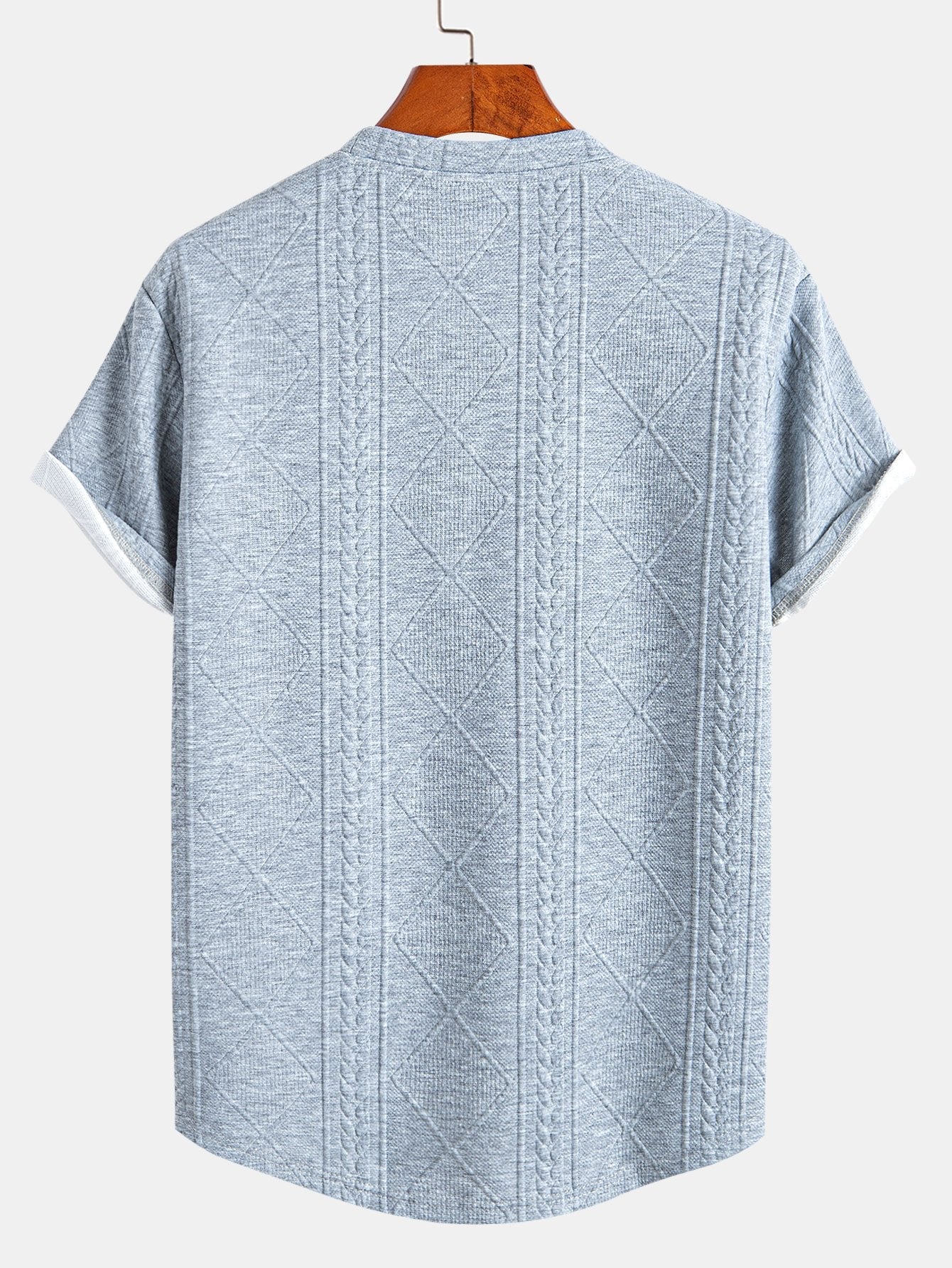 Kurzes Geometrisches Jacquard T-Shirt mit Bogen-Saum