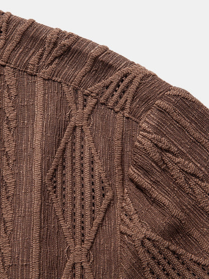 Geometrisches Jacquard-Hemd im Cuban-Stil