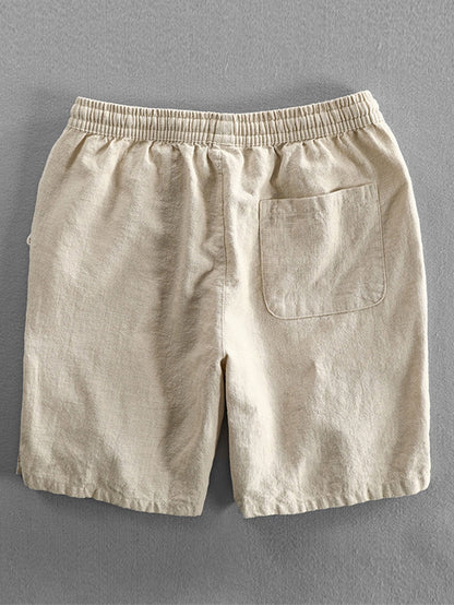 Shorts aus Leinen-Baumwoll-Mix mit verstellbarem Kordelzug