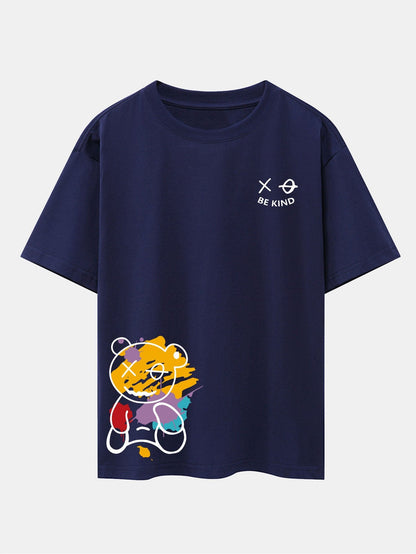 Graffiti Bear Print Oversized Drop Shoulder T-Shirt