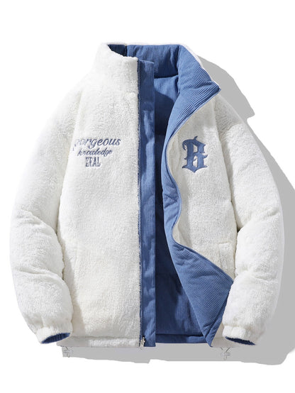 Umkehrbarer Teddy-Fleece und Corduroy Mantel