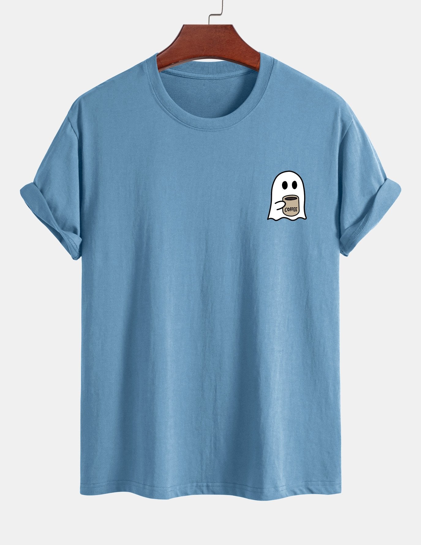 Regular Fit Cotton T-Shirt with Ghost Coffee Print
