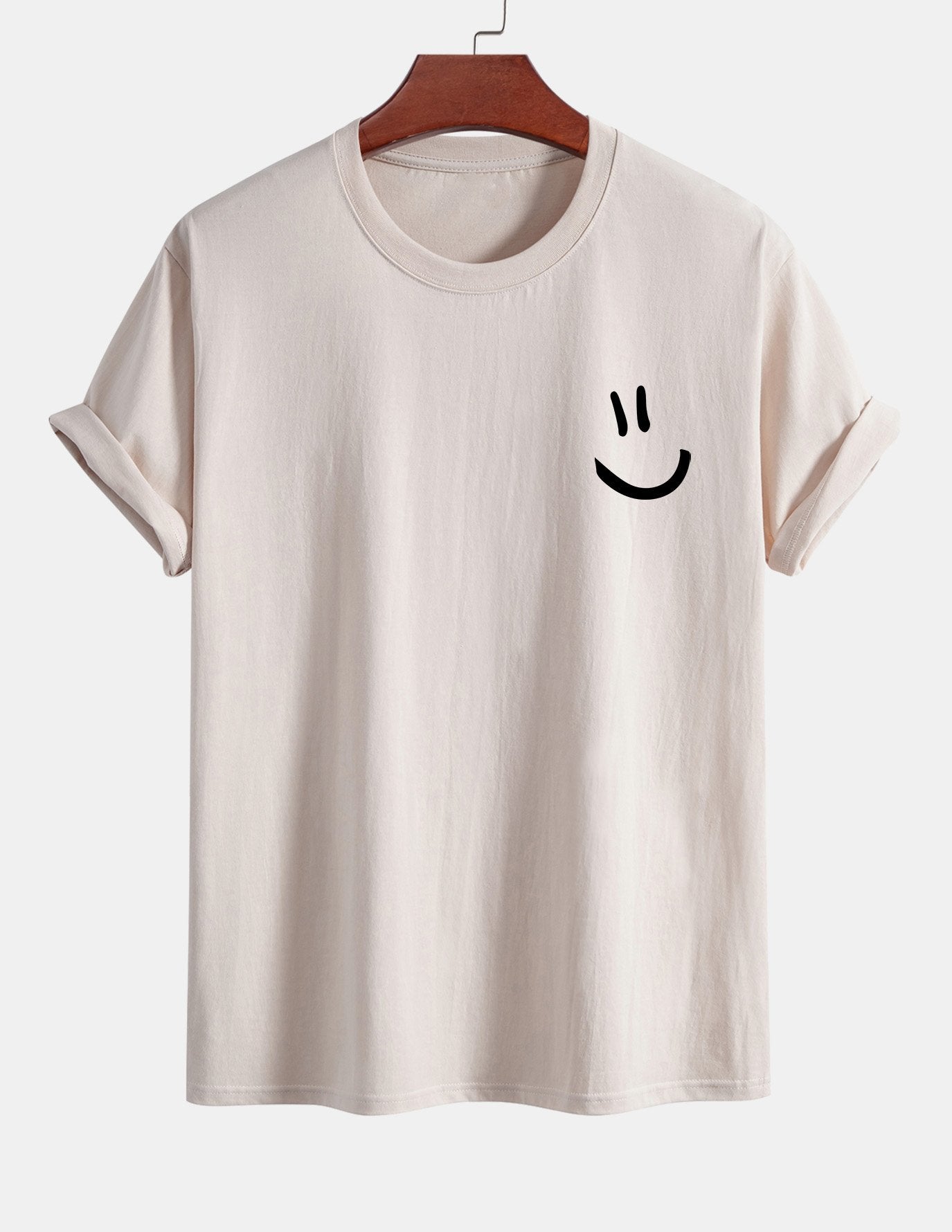 Baumwoll-T-Shirt mit Smiley-Gesicht Druck in regulärer Passform