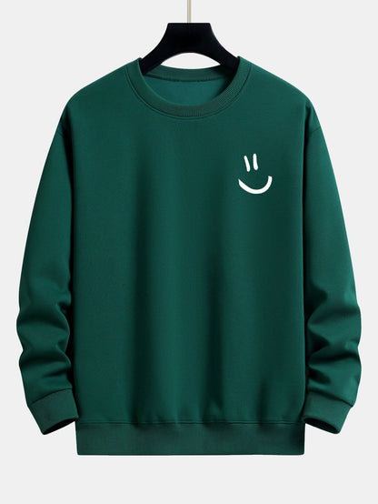 Relaxed Fit Sweatshirt with Smiley Face Print