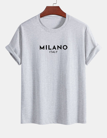 Regular Fit Milano Italian Print Cotton T-Shirt