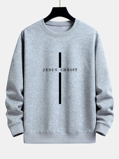 Relaxed Fit Sweatshirt mit Jesus Christus Streifenmuster