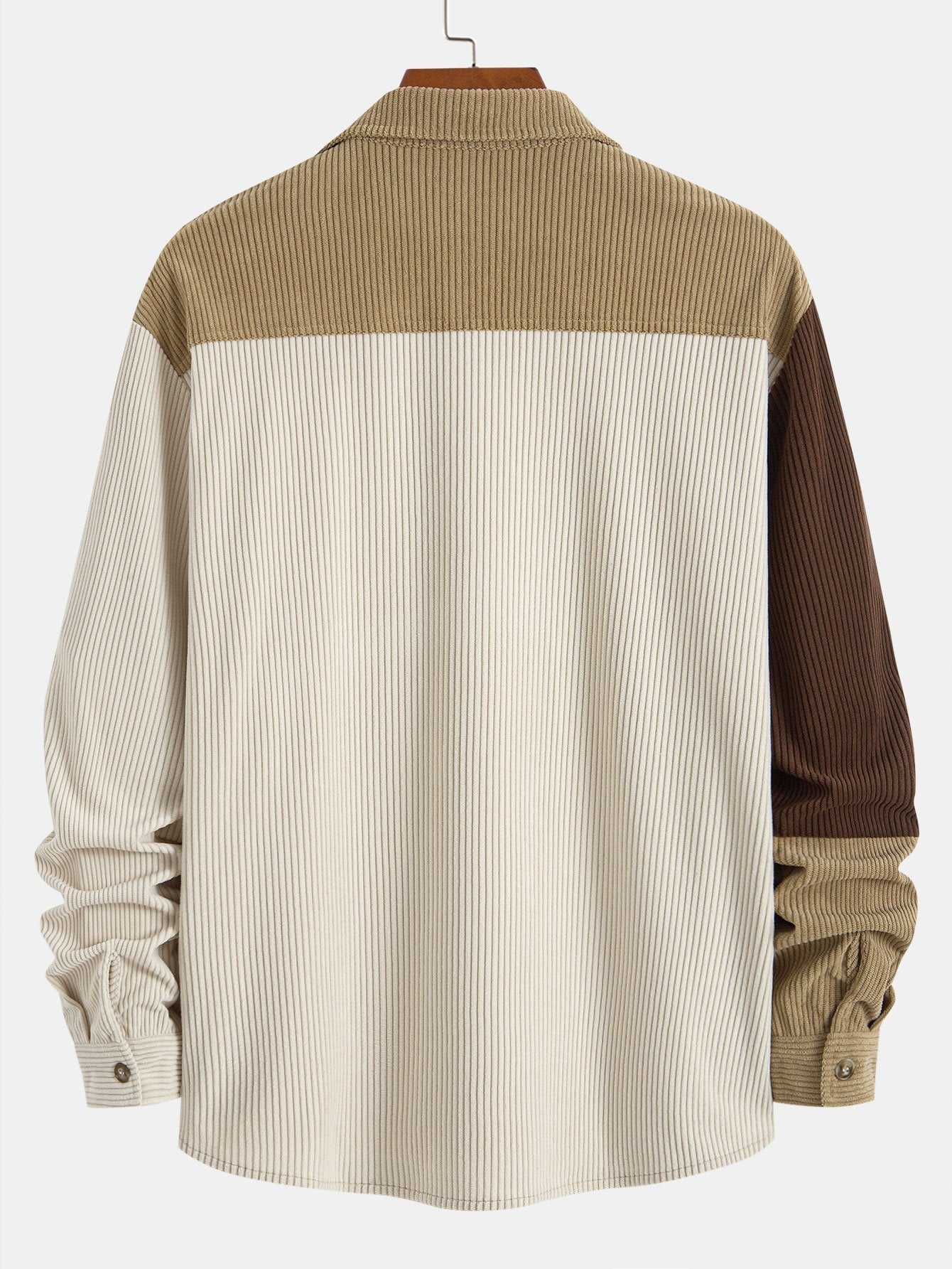 Farbblock Corduroy Hemd mit Knöpfen und gerade geschnittene Corduroy Hose