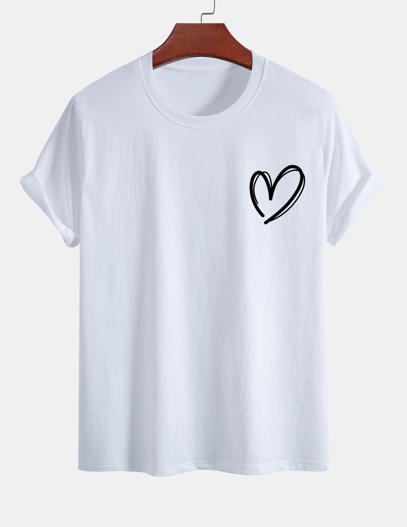 Baumwoll-T-Shirt mit Herzmotiv in regulärer Passform