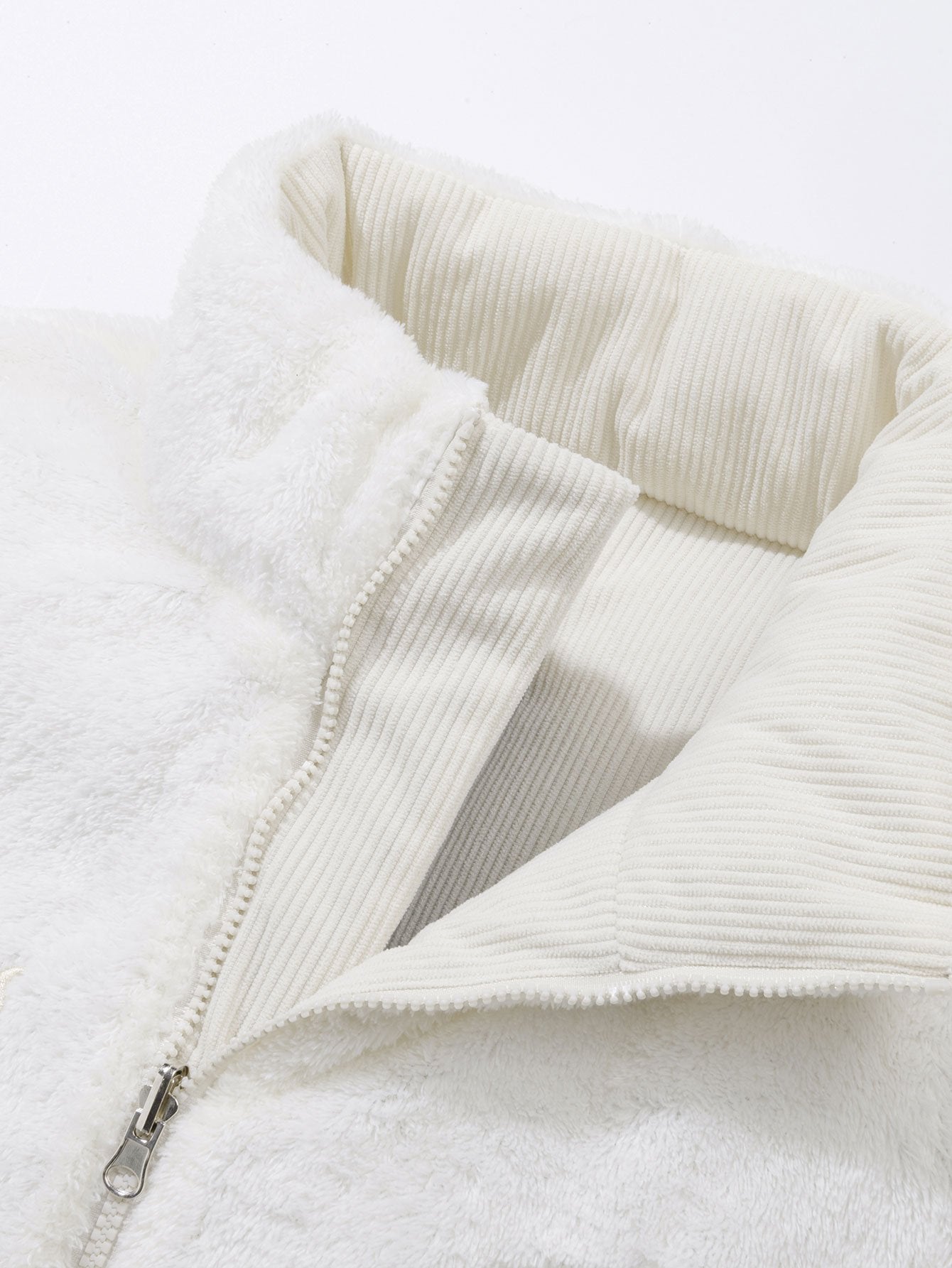 Umkehrbarer Teddy-Fleece und Corduroy Mantel