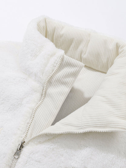 Umkehrbarer Teddy-Fleece und Corduroy Mantel