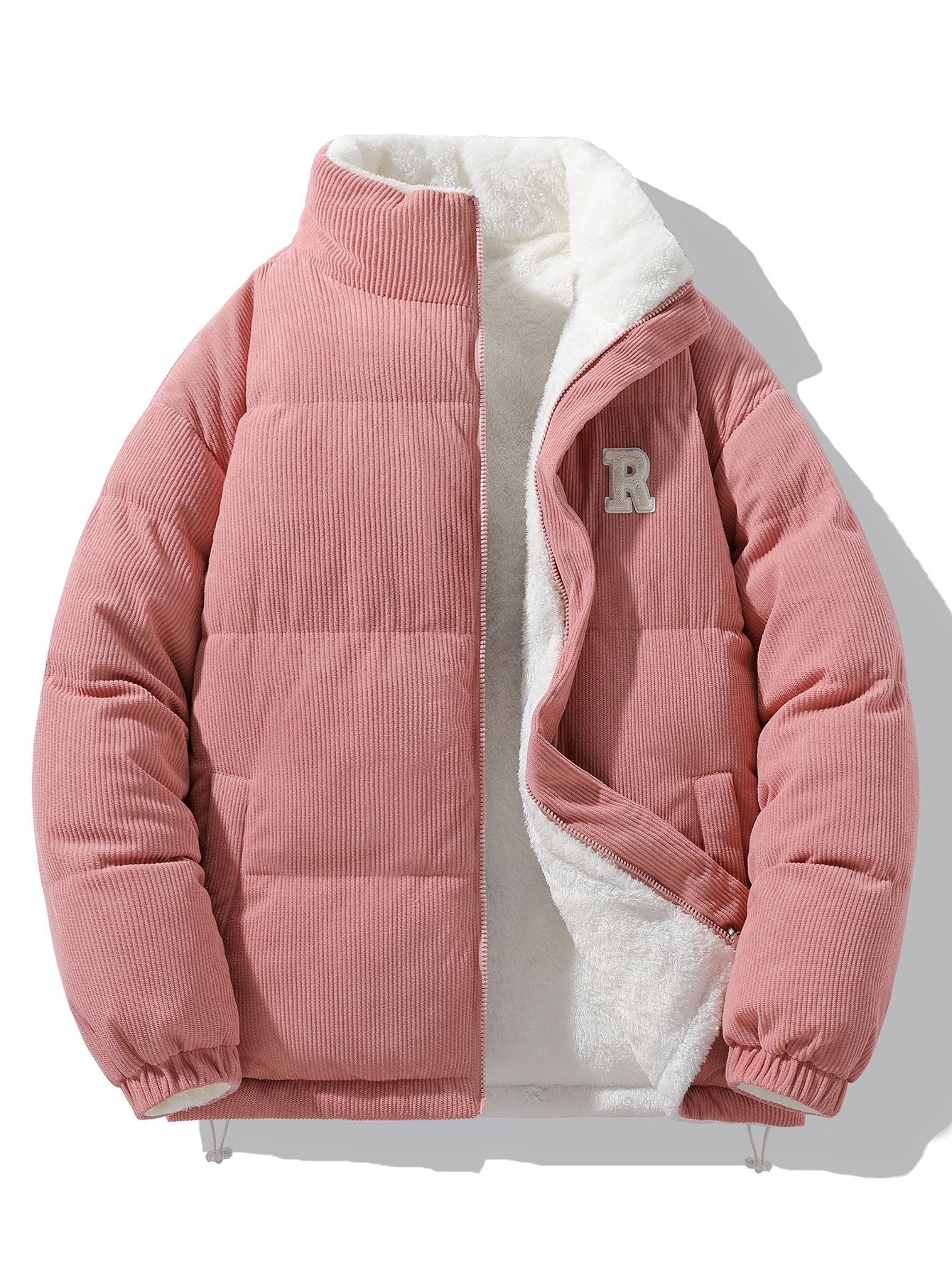Umkehrbarer Teddy-Fleece und Corduroy Mantel