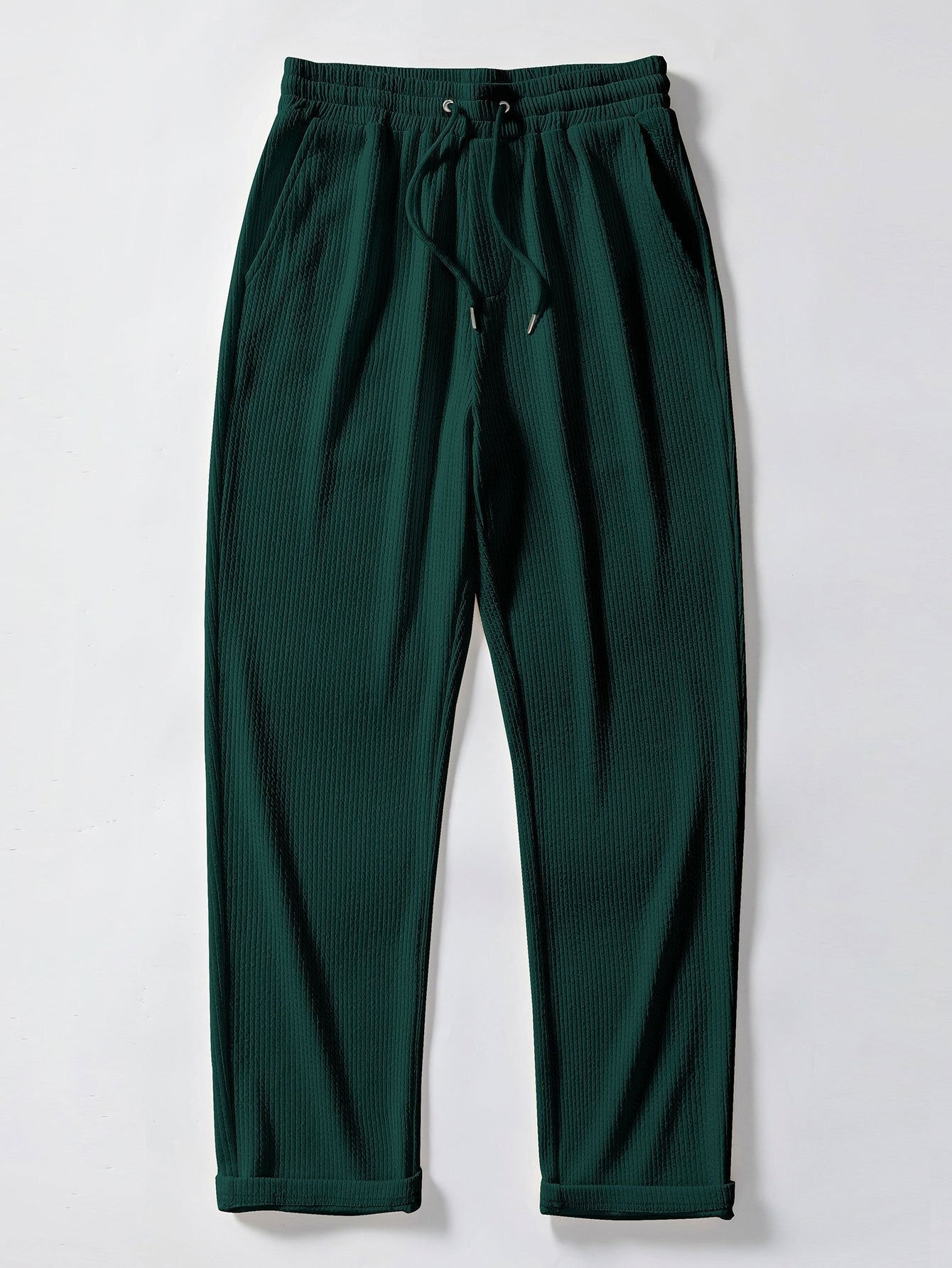 Langärmliges Muskel-Fit Rippstrick Hemd mit Knöpfen und gerade geschnittene Rippstrickhose