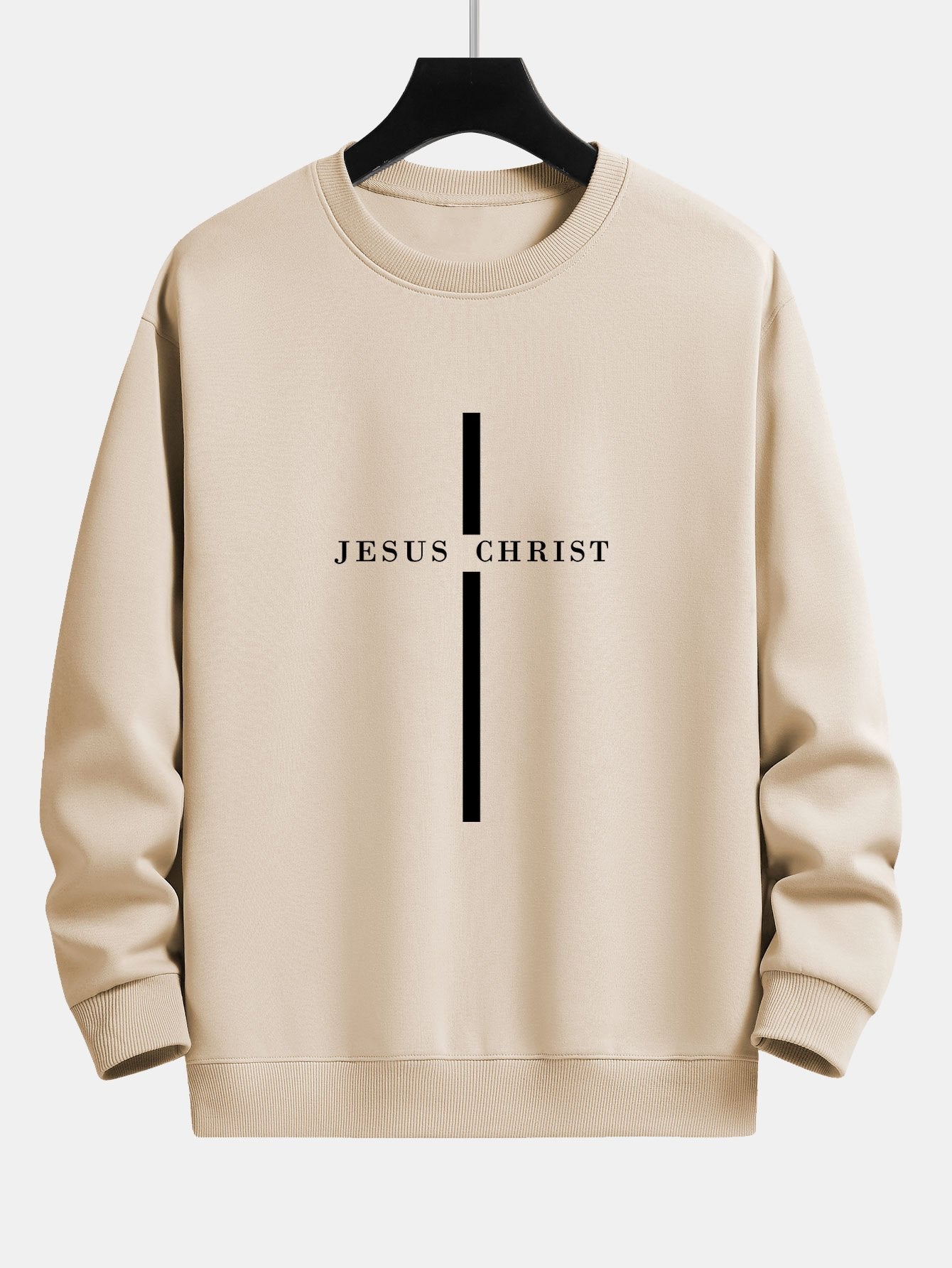 Relaxed Fit Sweatshirt mit Jesus Christus Streifenmuster