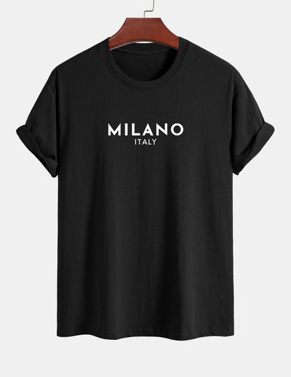 Regular Fit Milano Italian Print Cotton T-Shirt