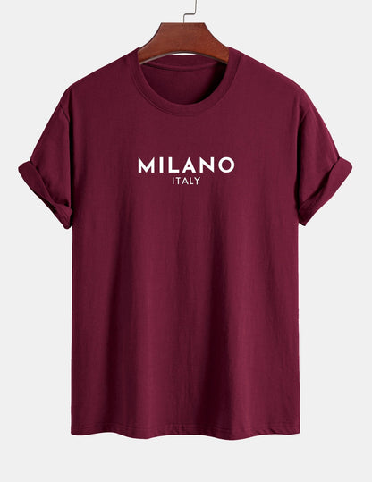 Regular Fit Milano Italian Print Cotton T-Shirt