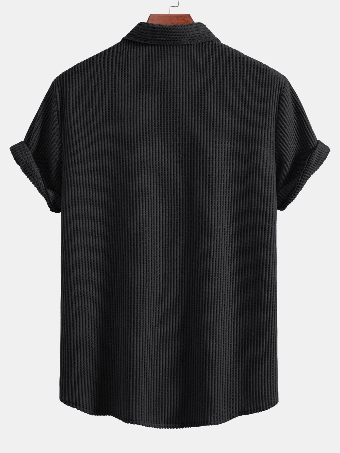 Waffelstruktur Knopf-Oben Hemd