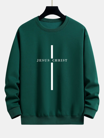 Relaxed Fit Sweatshirt mit Jesus Christus Streifenmuster