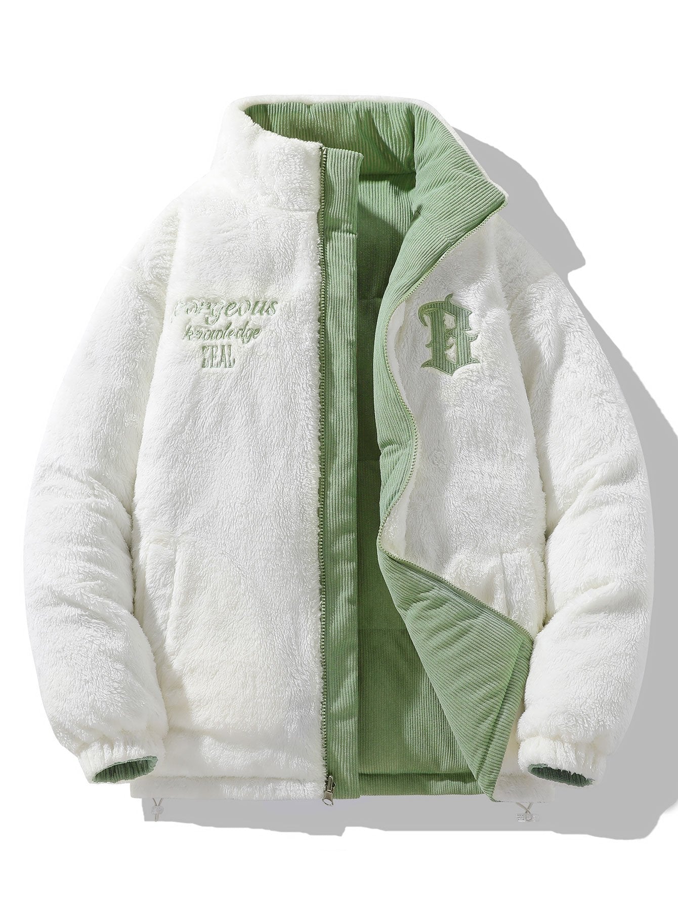 Umkehrbarer Teddy-Fleece und Corduroy Mantel