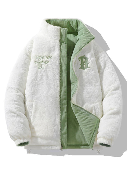 Umkehrbarer Teddy-Fleece und Corduroy Mantel