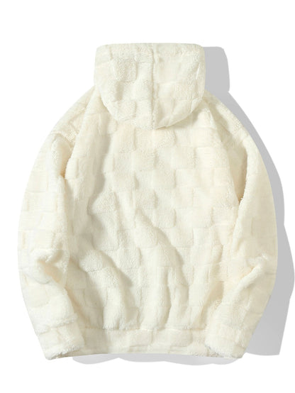 Gemütlicher Schachbrett-Muster Teddy Kapuzenpullover