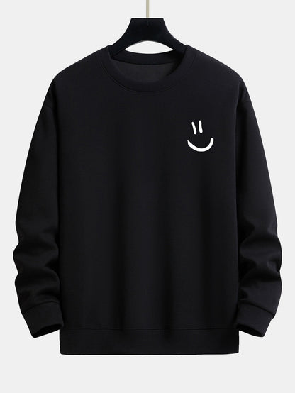 Relaxed Fit Sweatshirt with Smiley Face Print