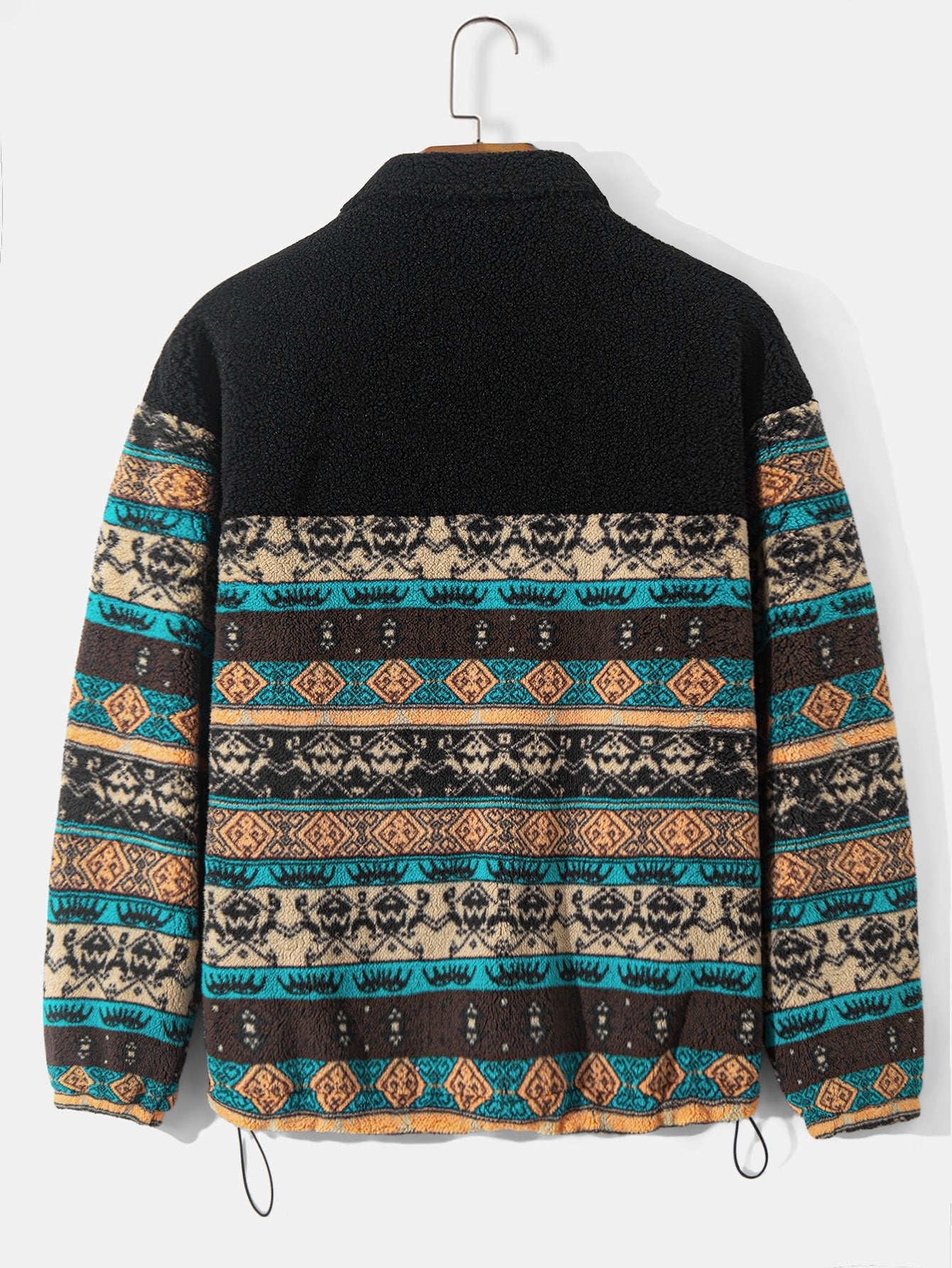 Ethnic Print Teddy Fleece Coat