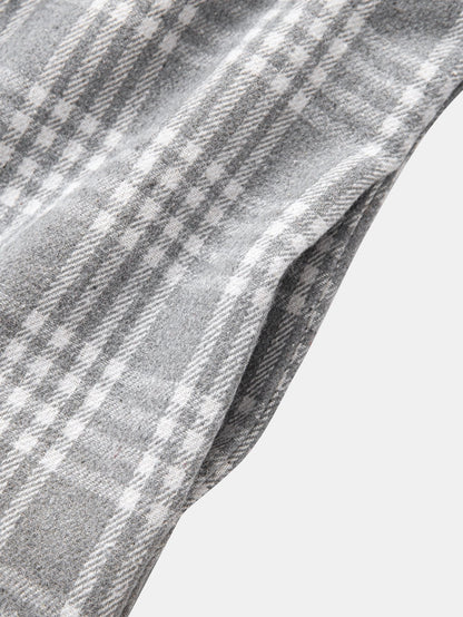 Teddygefütterte Flanell-Karo-Hemdbluse mit Kapuze