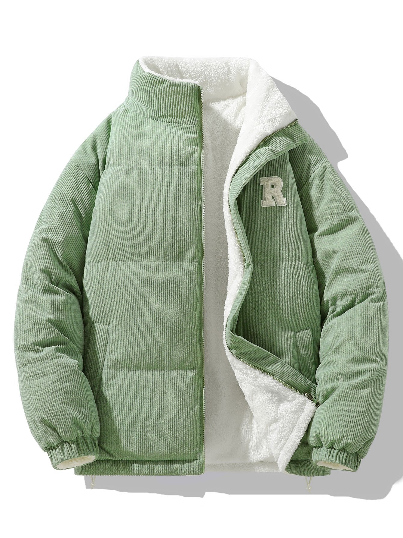 Umkehrbarer Teddy-Fleece und Corduroy Mantel