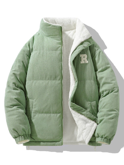 Umkehrbarer Teddy-Fleece und Corduroy Mantel