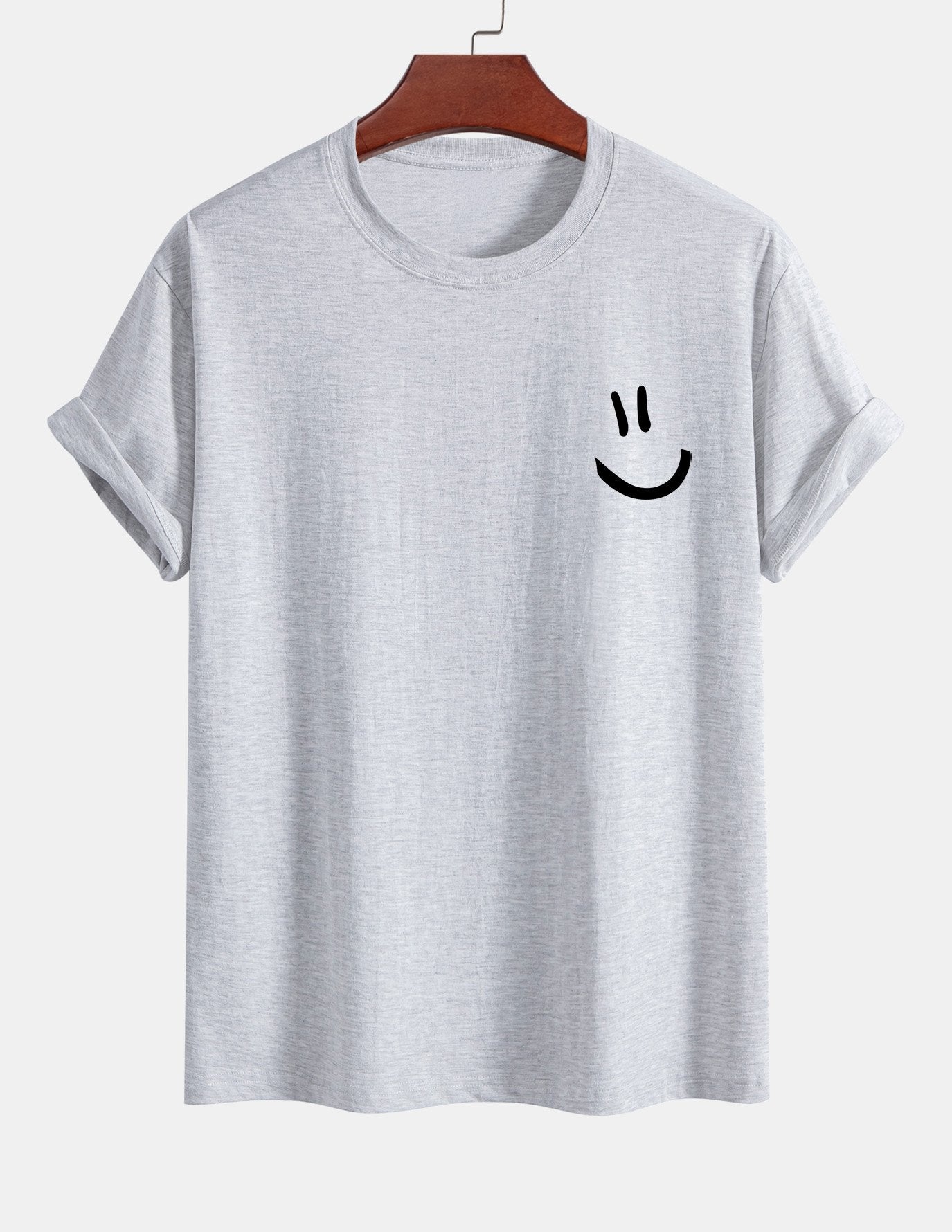 Baumwoll-T-Shirt mit Smiley-Gesicht Druck in regulärer Passform