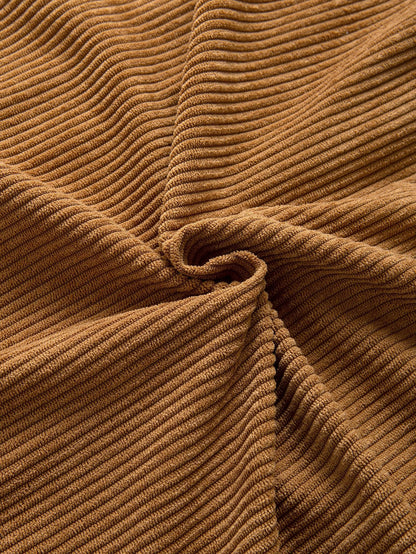 Bequemes Colorblock-Corduroy-Hemd mit Kapuze