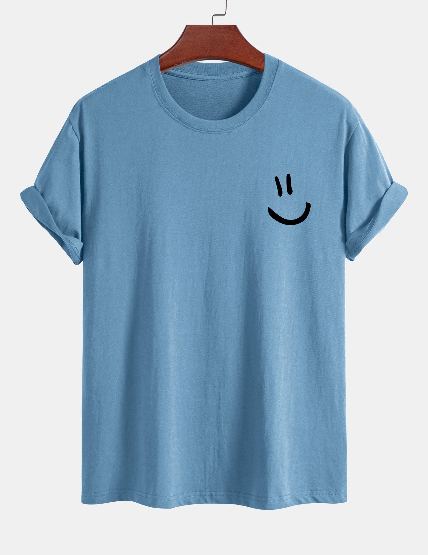 Baumwoll-T-Shirt mit Smiley-Gesicht Druck in regulärer Passform