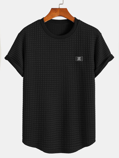 Kurzarm-T-Shirt mit Waffel-Arc-Saum