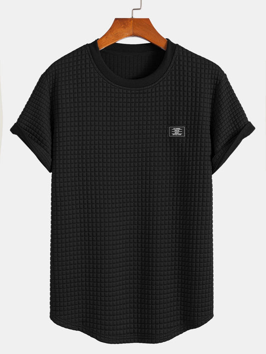 Kurzarm-T-Shirt mit Waffel-Arc-Saum