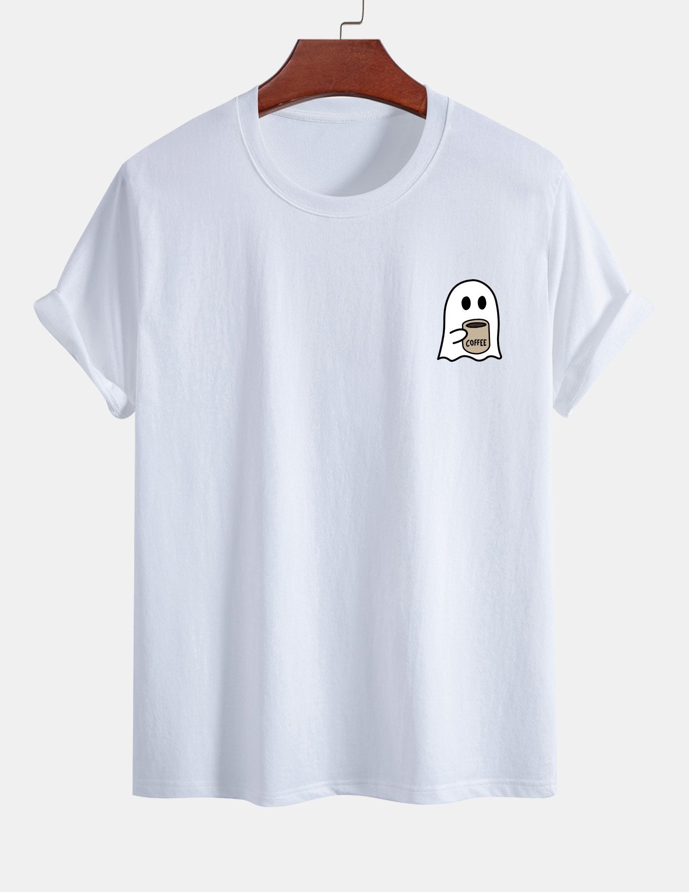 Regular Fit Cotton T-Shirt with Ghost Coffee Print