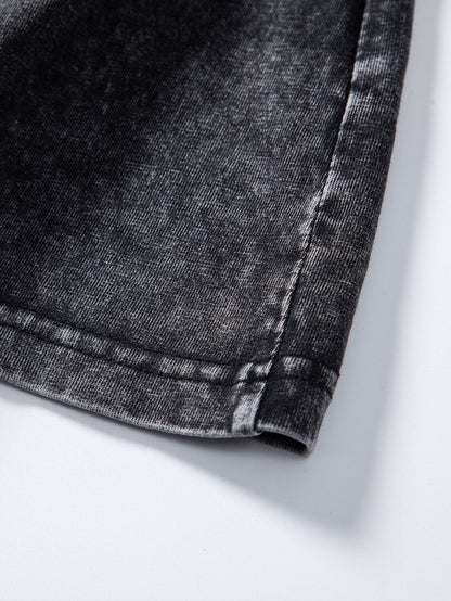 Basic gewaschenes, distressed Oversize T-Shirt mit Drop-Shoulder