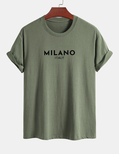 Regular Fit Milano Italian Print Cotton T-Shirt