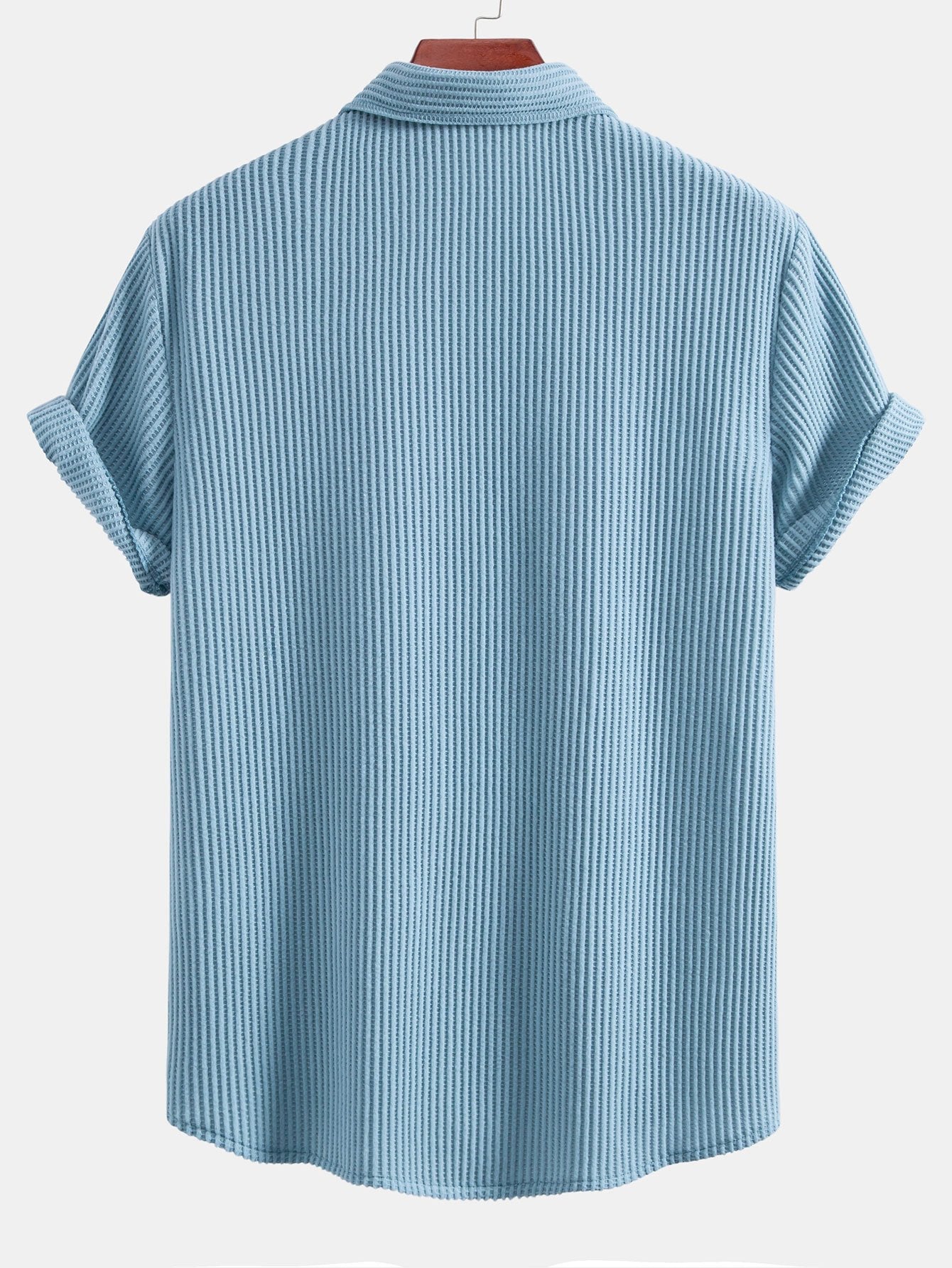 Waffelstruktur Knopf-Oben Hemd