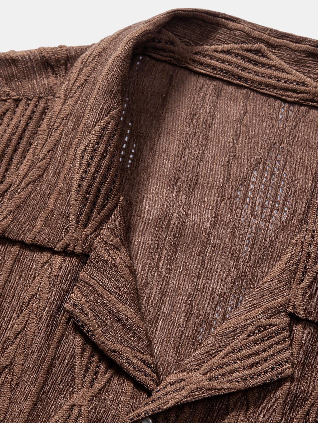 Geometrisches Jacquard-Cuban-Shirt mit gerader Leinenhose