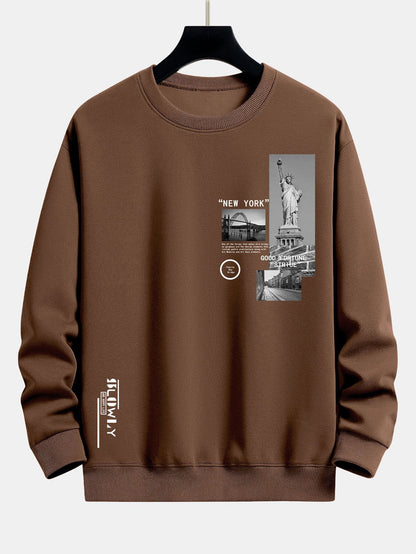 Relaxed Fit Sweatshirt with New York Architecture Print